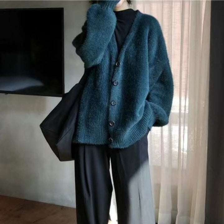 Cardigan en tricot confortable pour femmes avec de grands boutons et une coupe décontractée Chic & Stil