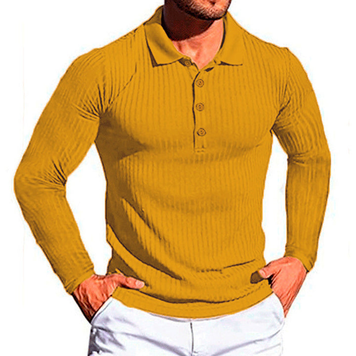 Amarae textured long-sleeve polo shirt for men