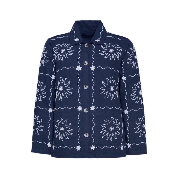 Bomber jacket for women with floral print and button closure Lune London