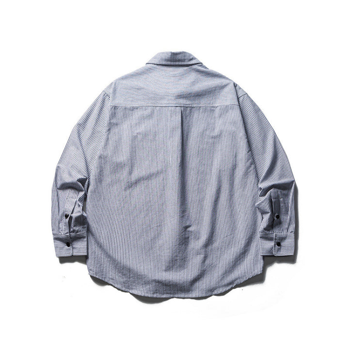 Men's Oversized Shirt in Worker Style with Pinstripes and Chest Pockets Amarae