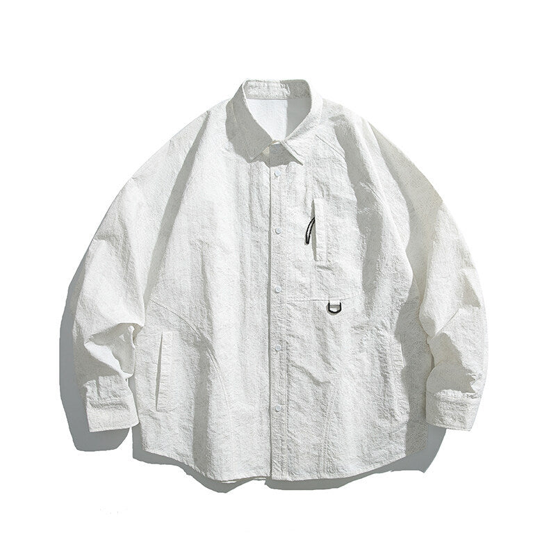 Unisex Boxy Overshirt Jacket with D-Ring and Hidden Chest Pocket Amarae