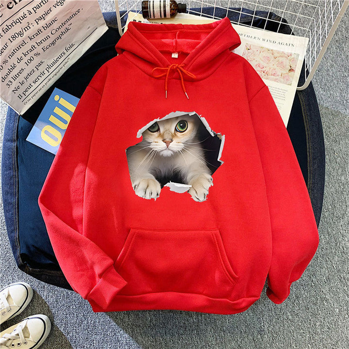Women's hoodie with creative cat design Chic & Stil 1772612757