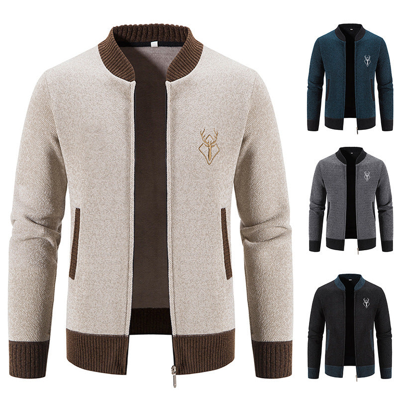 Zip-up knit jacket with high collar for men Lune London