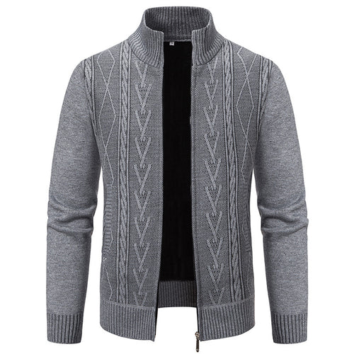 Men's knitted sweater with a modern cable pattern and a high collar Amarae