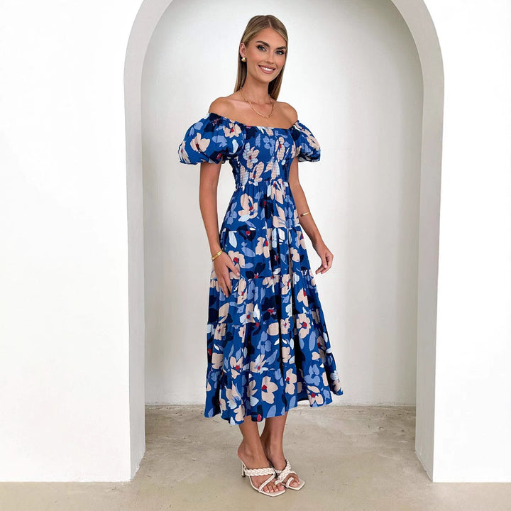 Lune London Off-Shoulder Floral Midi Dress for Women