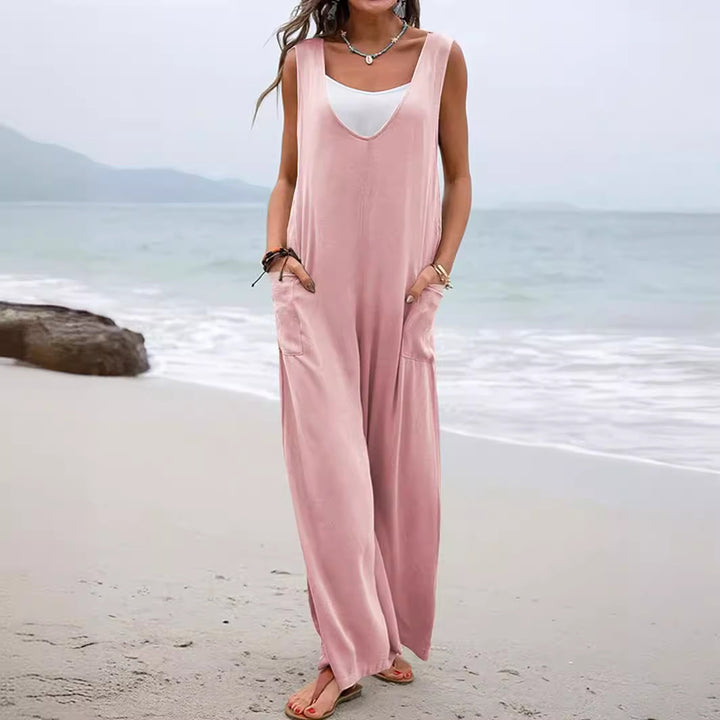 Ladies Comfortable Summer Jumpsuit with a Loose Fit and Practical Pockets Lune London