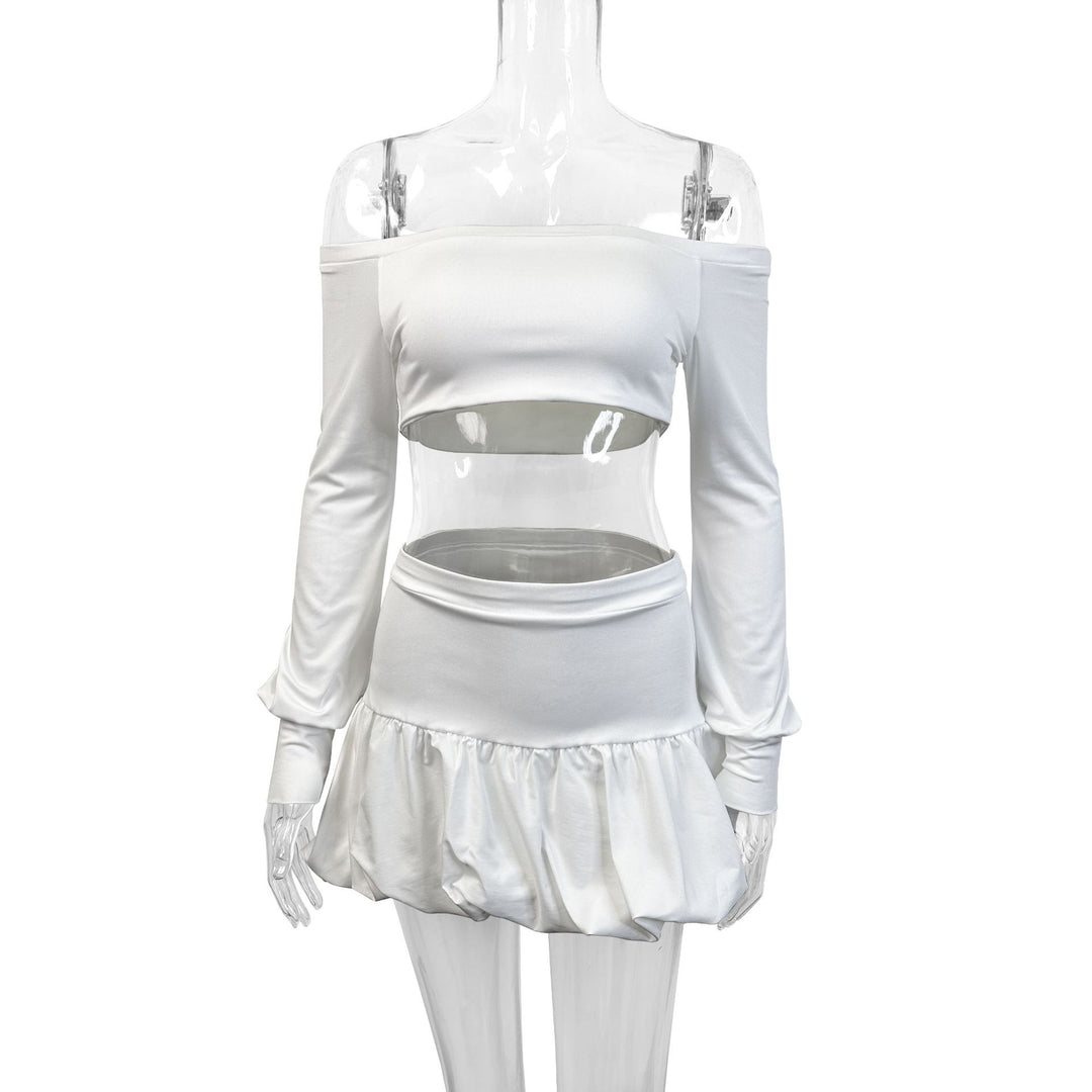 Women's Off-Shoulder Crop Top and Pleated Skirt Set Lune London
