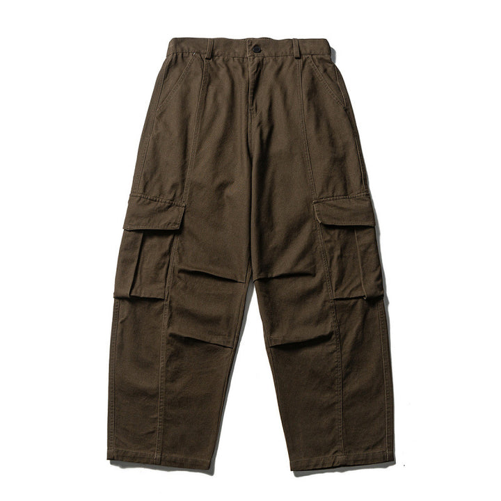 Men's Wide Utility Cargo Pants in Baggy Cut with Multiple Pockets and Reinforced Knee Areas Amarae