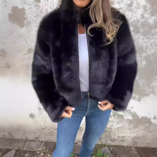 Women's Cozy Fleece Jacket with High Collar Chic & Stil
