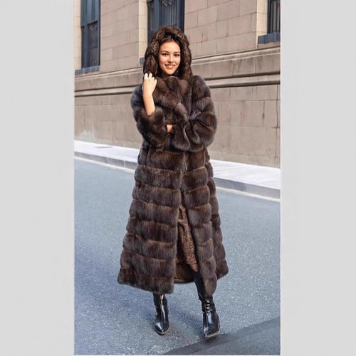 Women’s Faux Fur Coat with Hood, Elegant Fit & Soft Fabric | Amarae