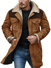 Men's suede long jacket with teddy lining and practical pockets Chic and style