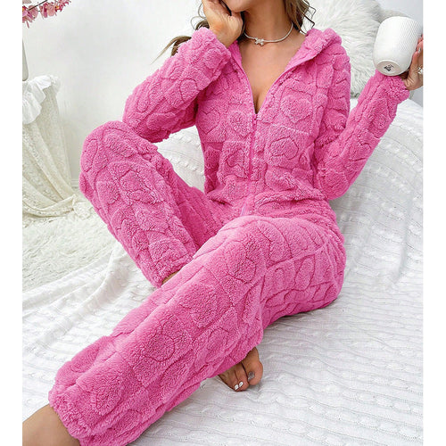 Women's Cozy Fleece Jumpsuit with Hood Amarae