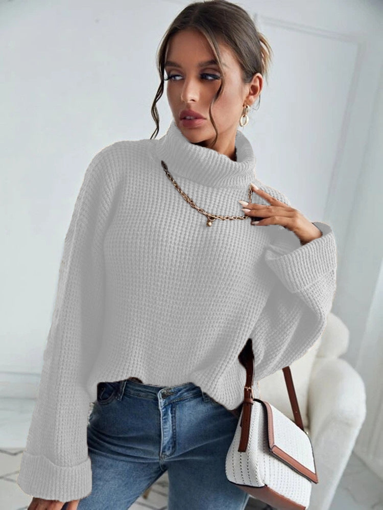 Pull en tricot femme avec col montant et manches texturées Chic & Stil