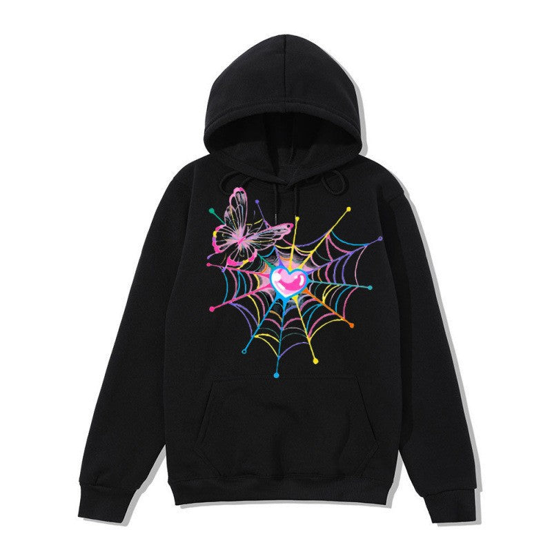 Women's hooded sweatshirt with artistic butterfly spiderweb motif Chic & Stil