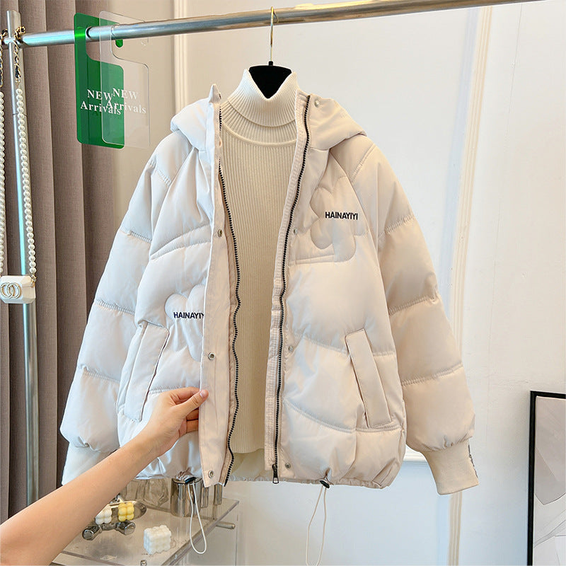Trendy short down jacket for women with hood and practical pockets Amarae