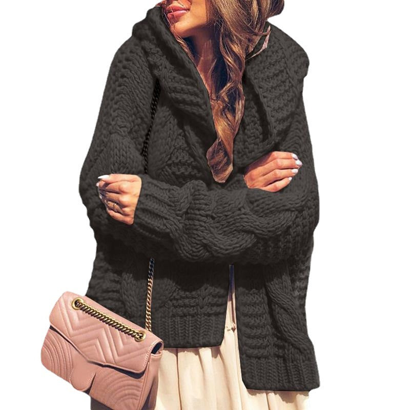 Oversized chunky knit jacket for women with voluminous sleeves Lune London