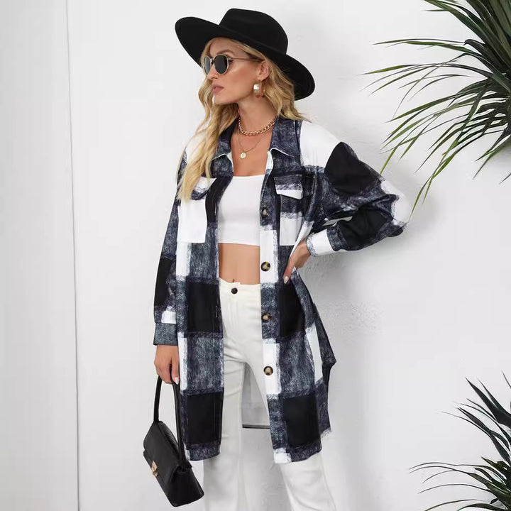 Checkered shirt jacket for women with elegant button details Lune London