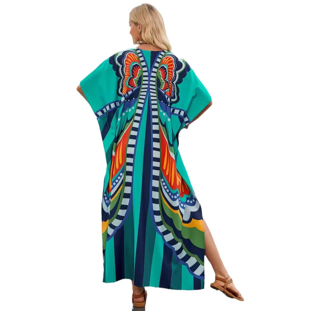 Women Vibrant Chic Printed Maxi Kaftan