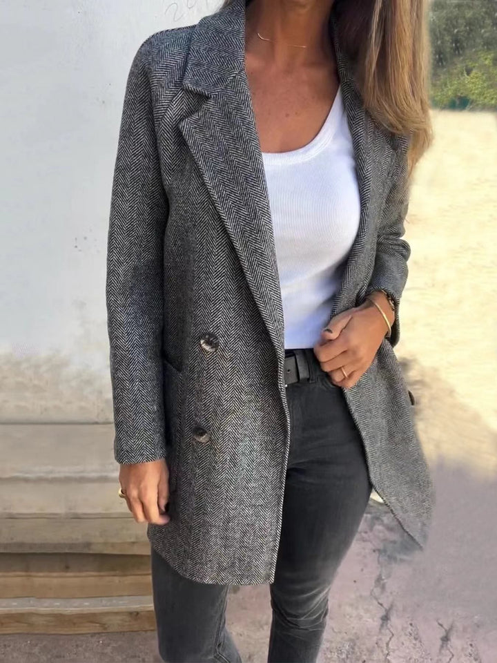 Lune London | Coat - Tailored Fit - Wool Texture - Double Breasted - Classic Lapel