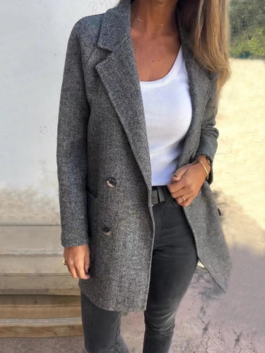 Amarae | Coat - Tailored Fit - Wool Texture - Double Breasted - Classic Lapel