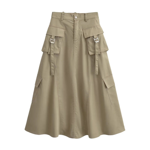 Women's midi skirt with practical cargo pockets and elegant cut Amarae