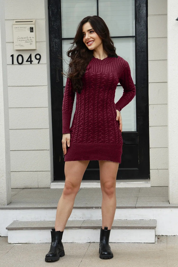 Knitted dress for ladies with a stylish twisted pattern and a fitted cut Lune London