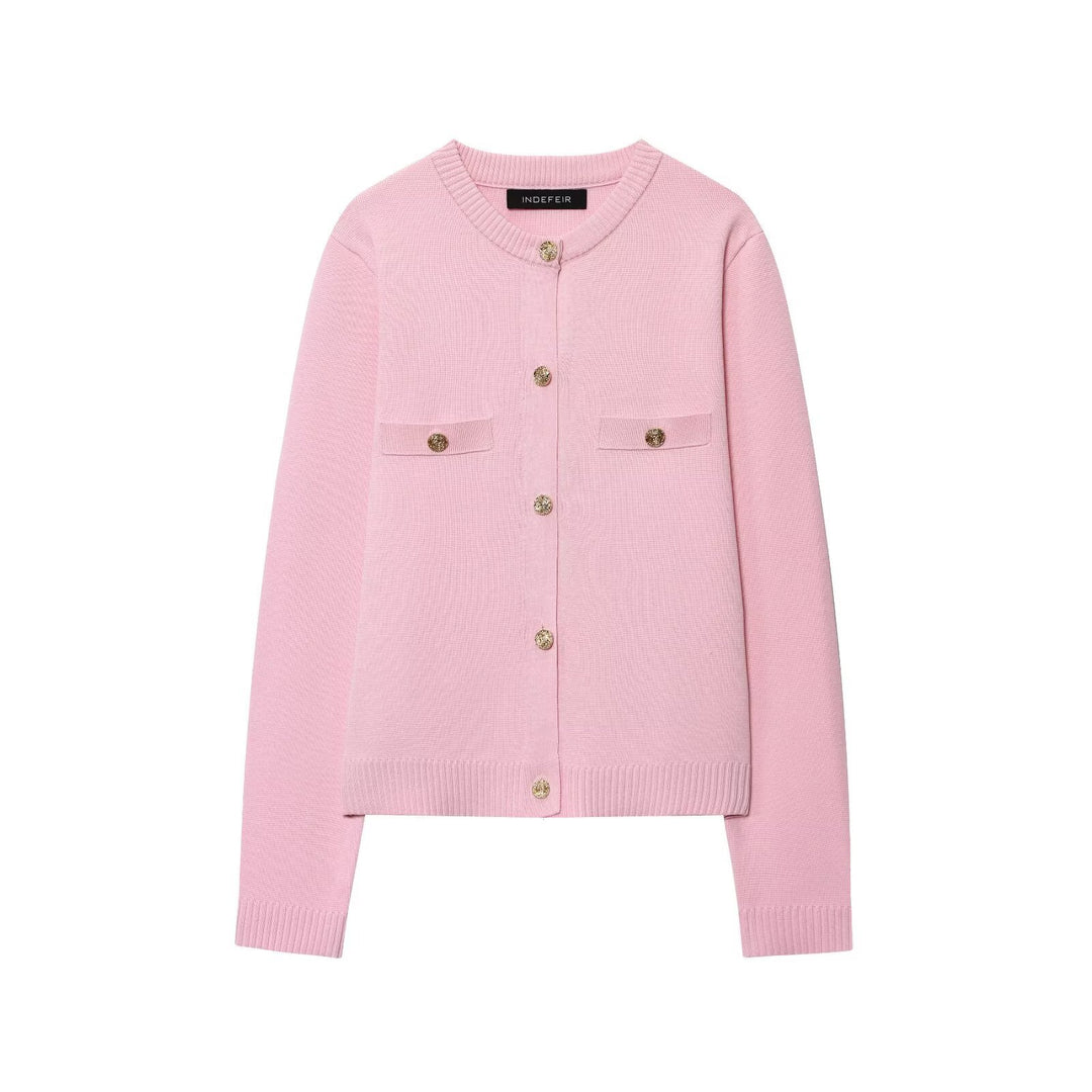 Knitted jacket for women with button details and practical pockets Lune London