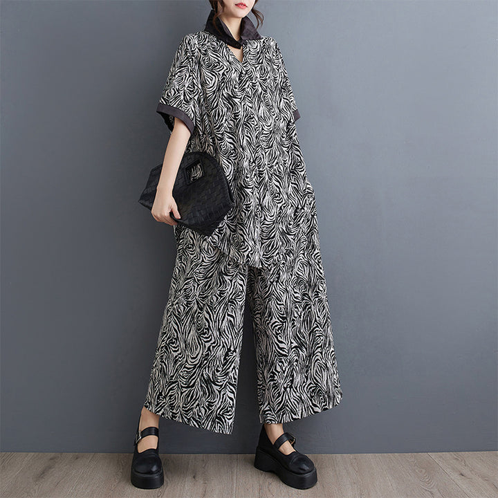 Ladies Oversized Graphic Print Tunic Set Lune London