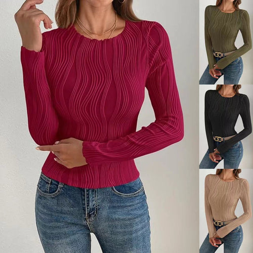 Long sleeve shirt for women with textured wavy pattern Amarae