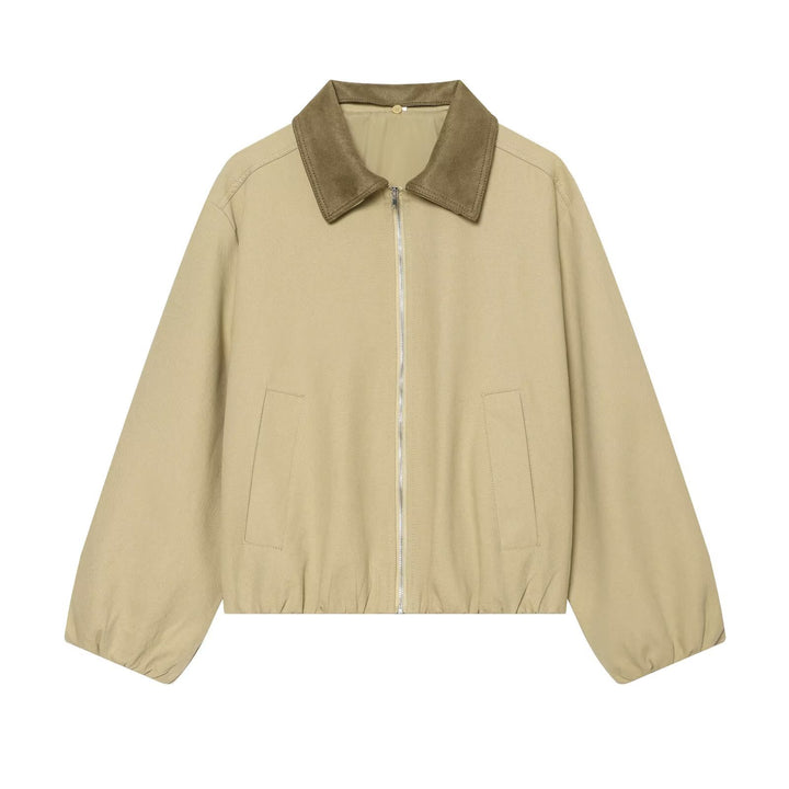 Ladies Boxy Field Blouson with Velour Collar and Elastic Hem Amarae