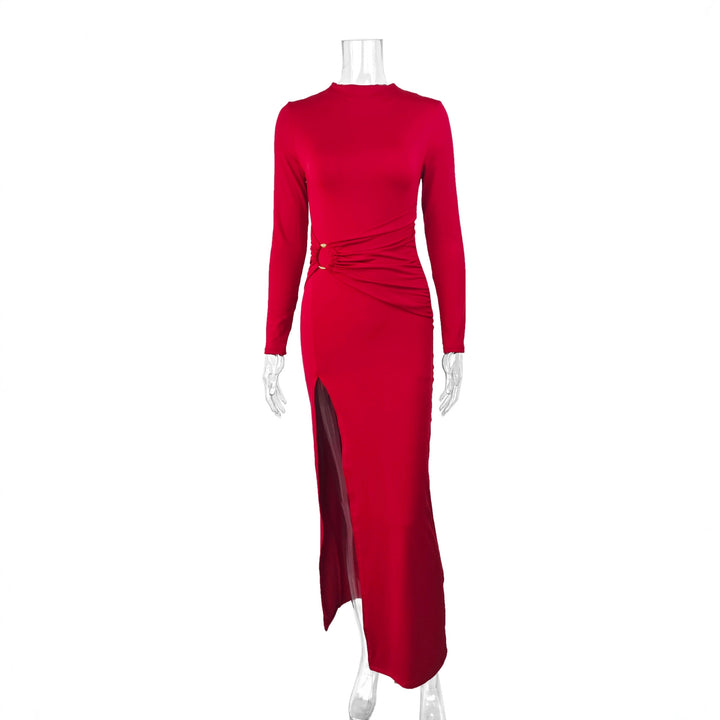 Ladies Elegant Maxi Dress with Bodycon Fit and High Slit Lune London