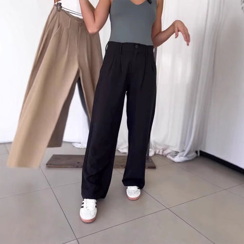 Pantalons hauts décoratifs pour femmes avec plis Chic & Stil