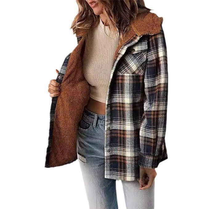 Ladies flannel jacket with fleece lining Lune London