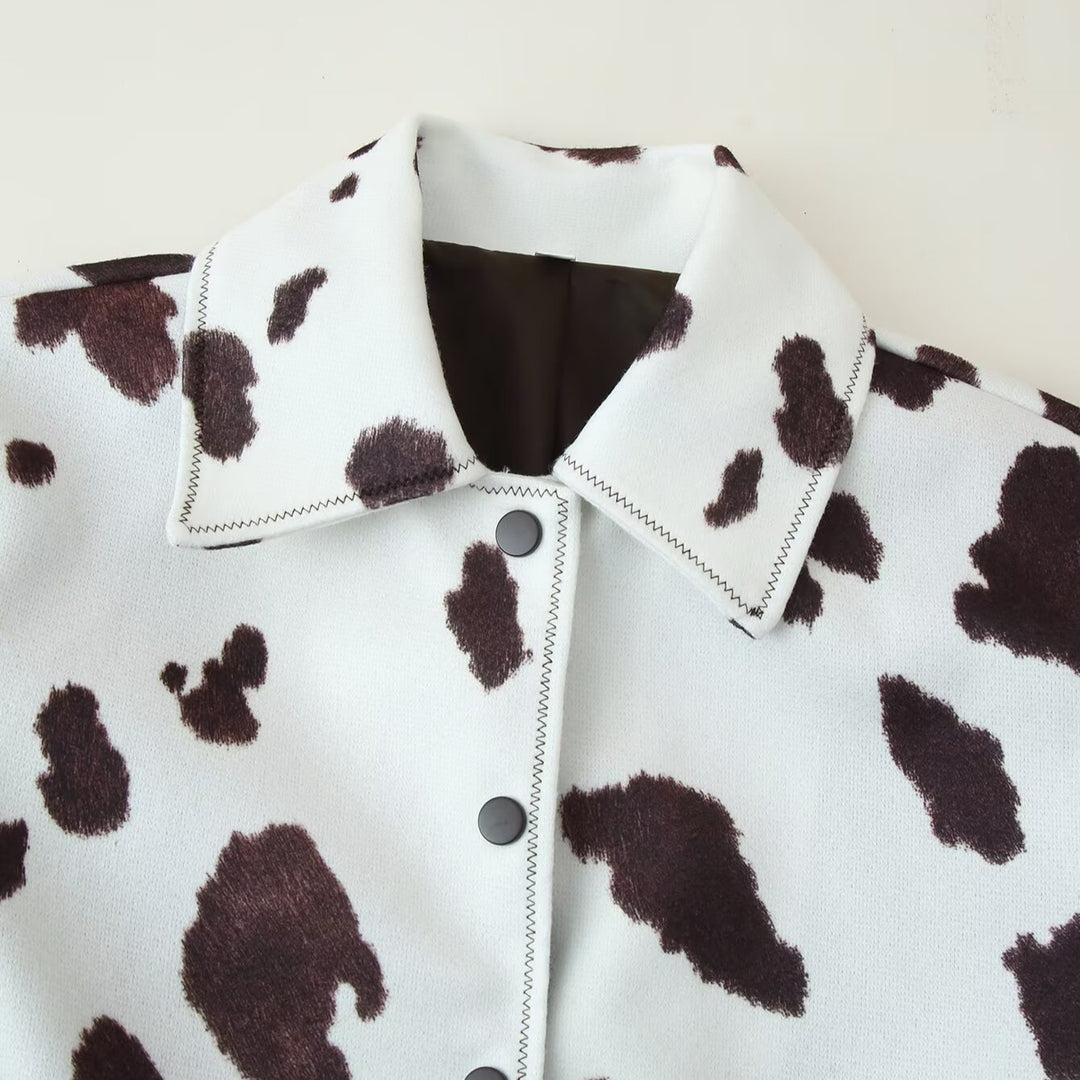Fashion jacket for ladies with a creative cow pattern Lune London