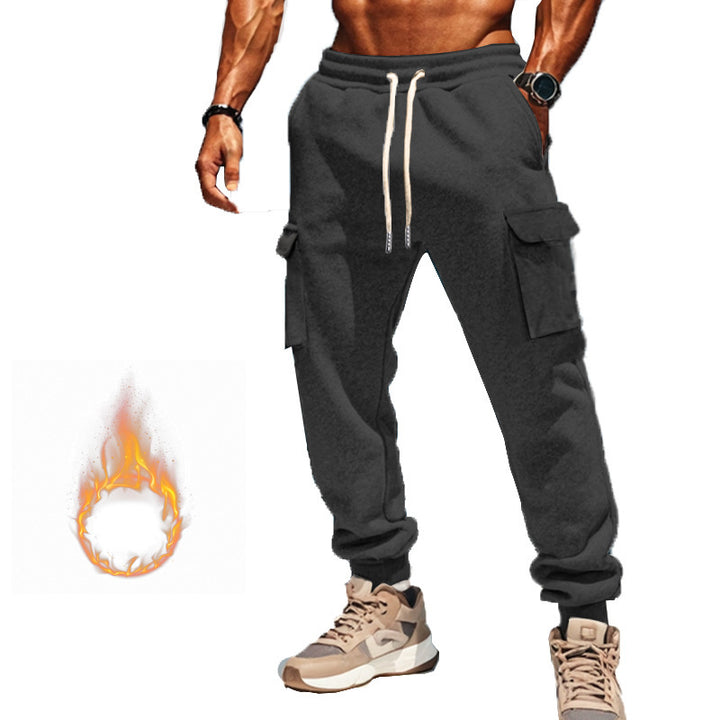 Men's cargo joggers with practical side pockets and elastic waistband. Chic and stylish.