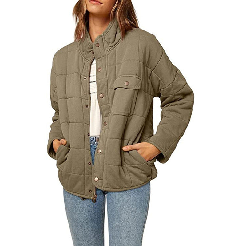 Quilted jacket for women with decorative button Lune London