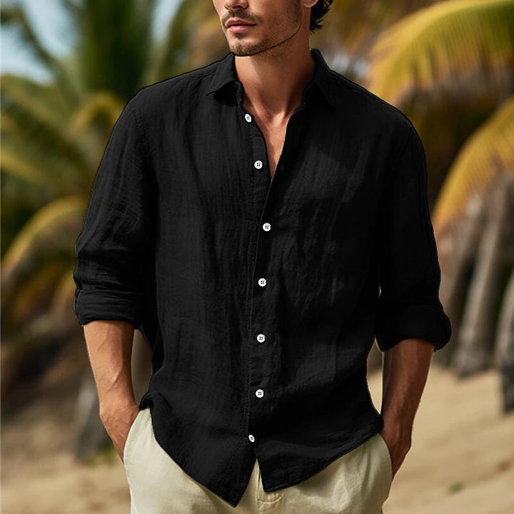 Men's Linen Shirt with A Loose Fit and Elegant Button Placket Lune London