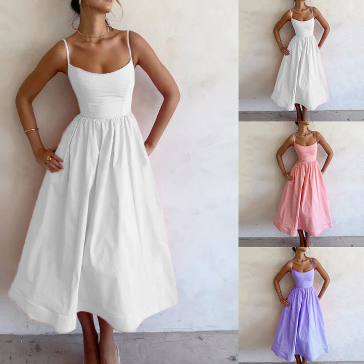 Maxi dress for women with a timeless A-line silhouette and thin straps Lune London
