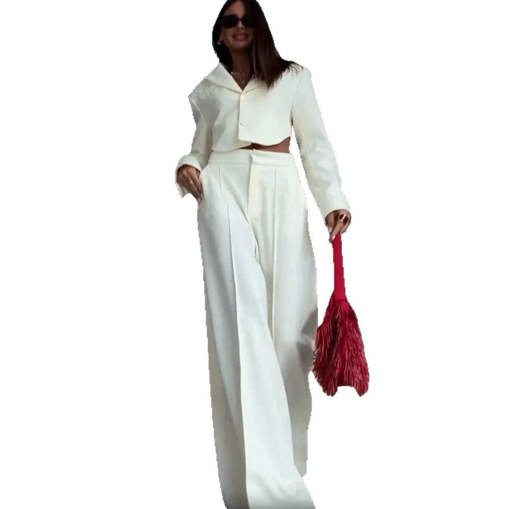 Women Elegant Cropped Blazer and Palazzo Pants Set Amarae