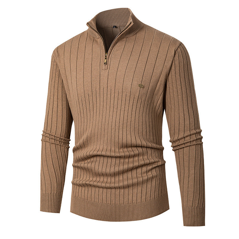 Elegant knitted sweater for men with half-zip and finely ribbed design Lune London