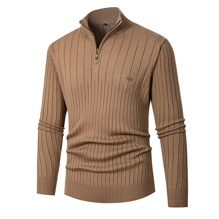 Elegant knitted sweater for men with half-zip and finely ribbed design Lune London