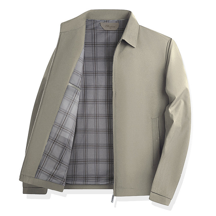 Men's lightweight transitional jacket with shirt collar, full-length zipper and checked lining Amarae