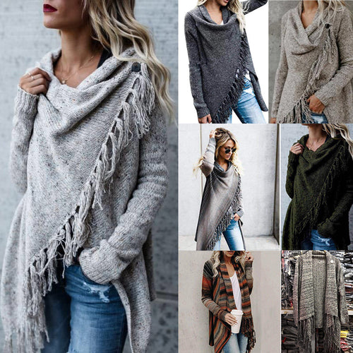 Poncho cocoon pour femme avec franges Chic & Stil