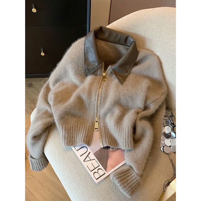 Veste coupée pour femmes avec col en cuir Chic & Stil