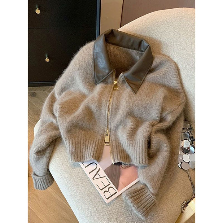 Veste coupée pour femmes avec col en cuir Chic & Stil