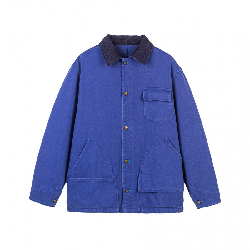 Men's Robust Chore Jacket in Workwear Style with Cord Collar and Large Applied Pockets Amarae