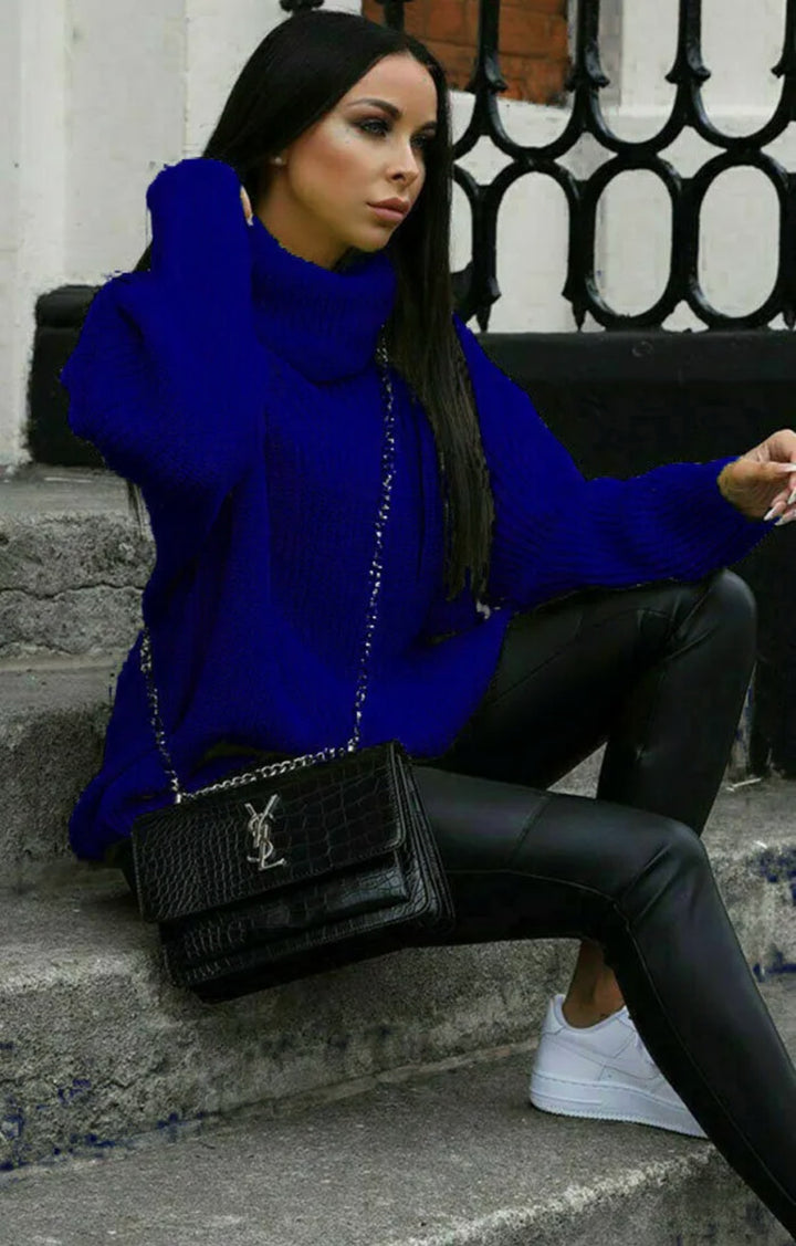 Oversized knitted sweater for women with high collar and relaxed fit Lune London