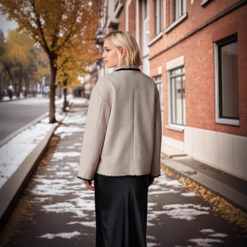 Wool jacket for women with contrasting details and large pockets Amarae
