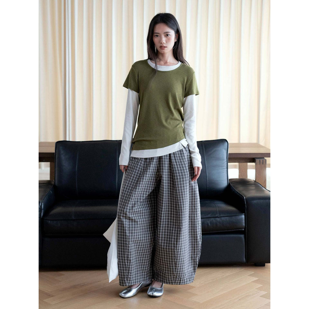 Women's Layered Look Long Sleeve with Short Overshirt Overlay Amarae
