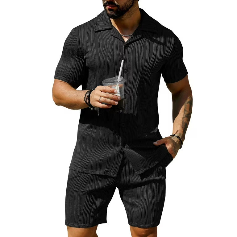 Stylish short sleeve summer set structured for men Amarae